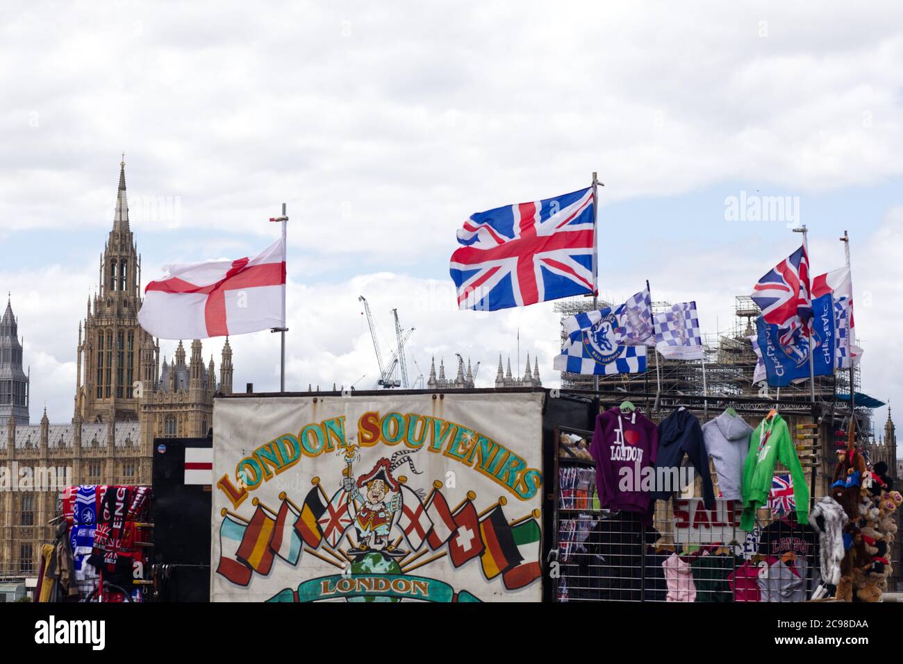 souvenirs stall on Westminster bridge Stock Photo