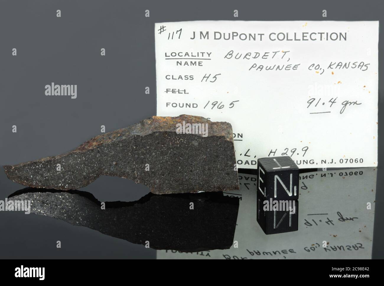 BURDETT - Found 1940, Pawnee County, Kansas, USA. Chondrite H5.  Total mass 8.6 kg. Stock Photo