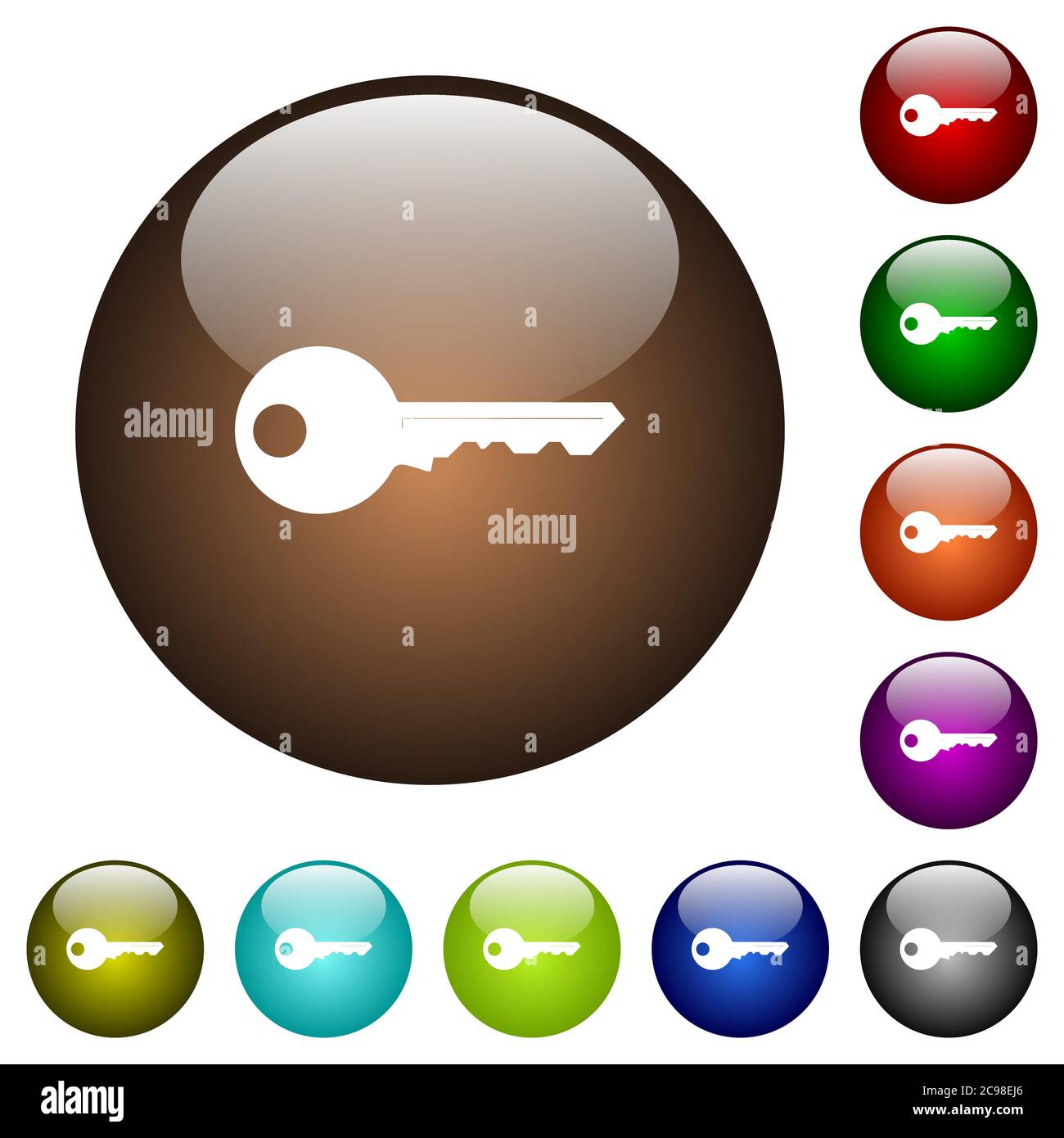 Safety key white icons on round color glass buttons Stock Vector Image ...