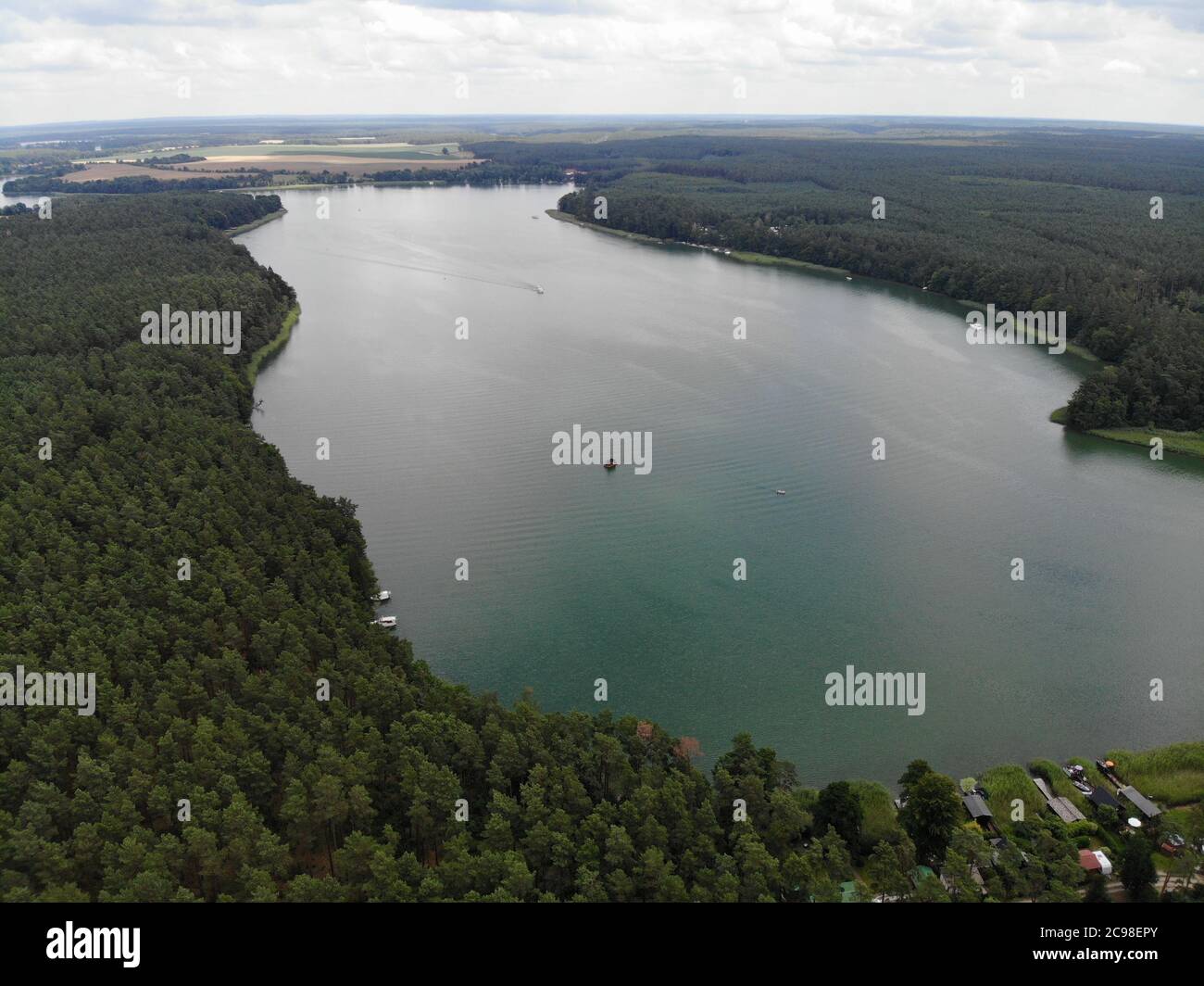 Aerial view of lake Großer Paelitzsee, Mecklenburg lake district, Germany Stock Photo