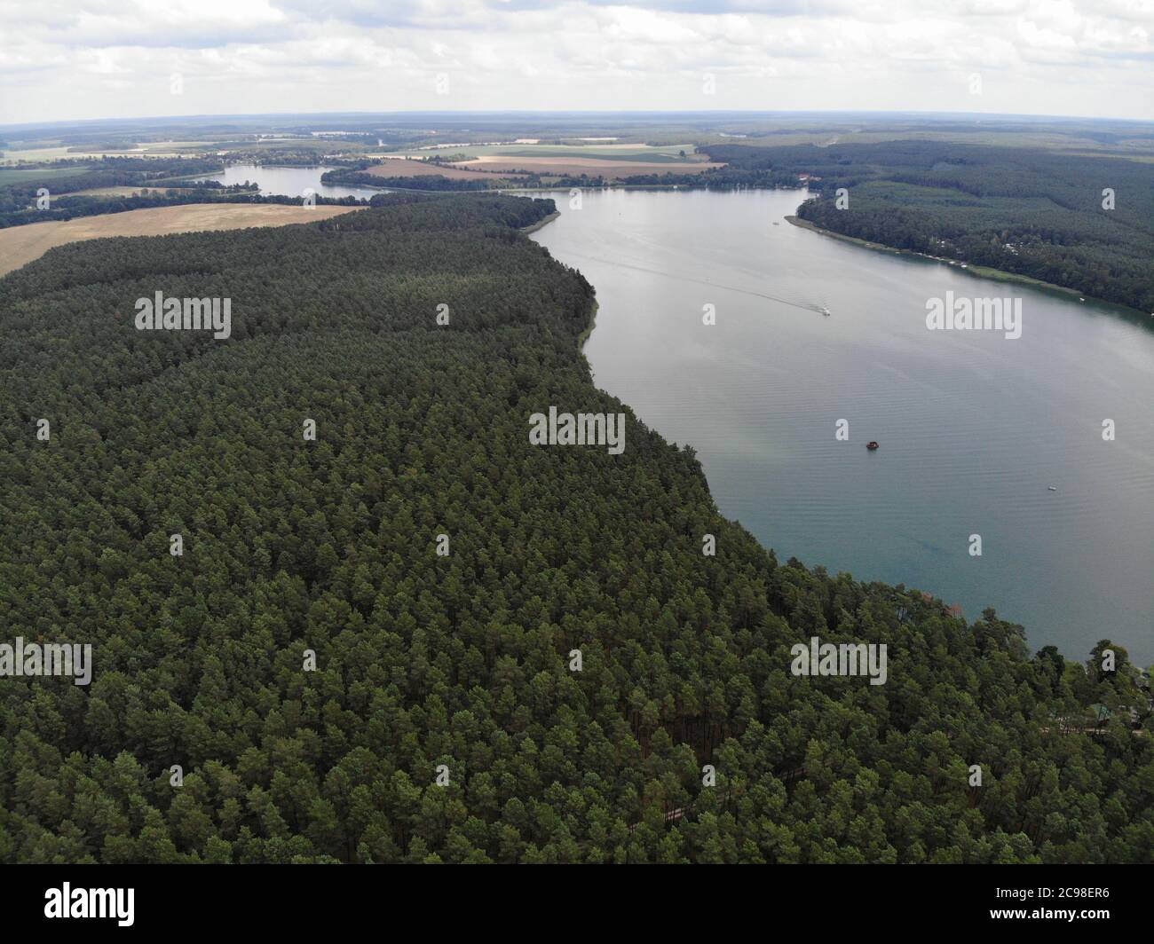 Aerial view of lake Großer Paelitzsee, Mecklenburg lake district, Germany Stock Photo