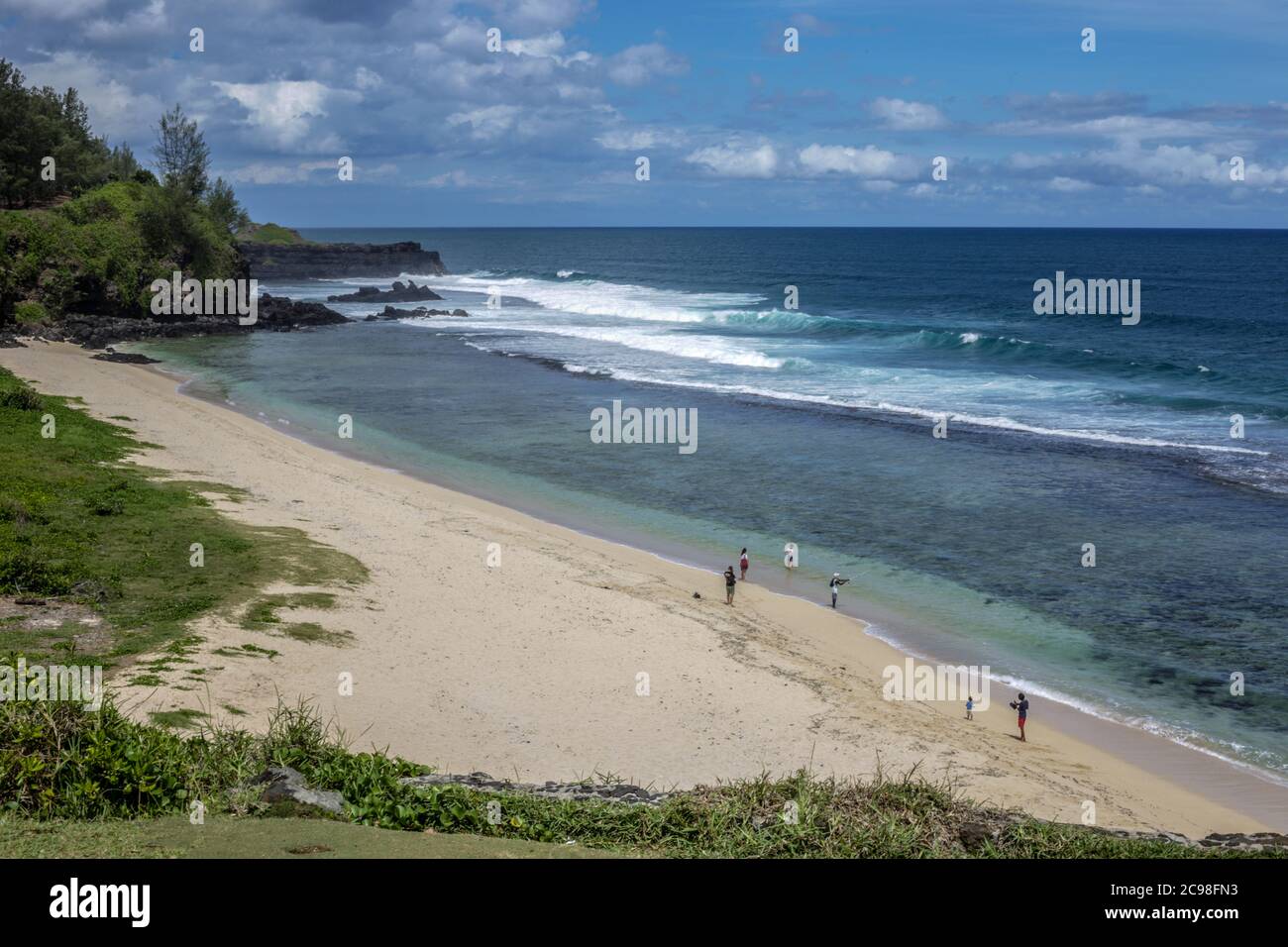 Gris Gris and the Viewpoint The appeal of Gris Gris lies in it scenery, the high cliffs here drop abruptly to the sea and the refreshing winds o Stock Photo