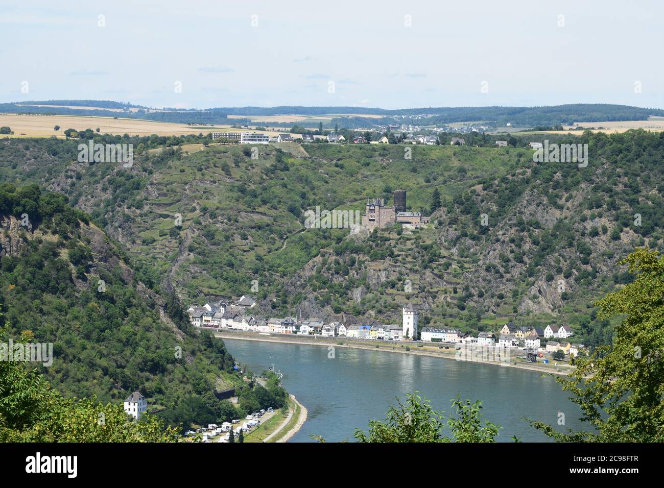 view into Rhine valley at the Loreley Stock Photo