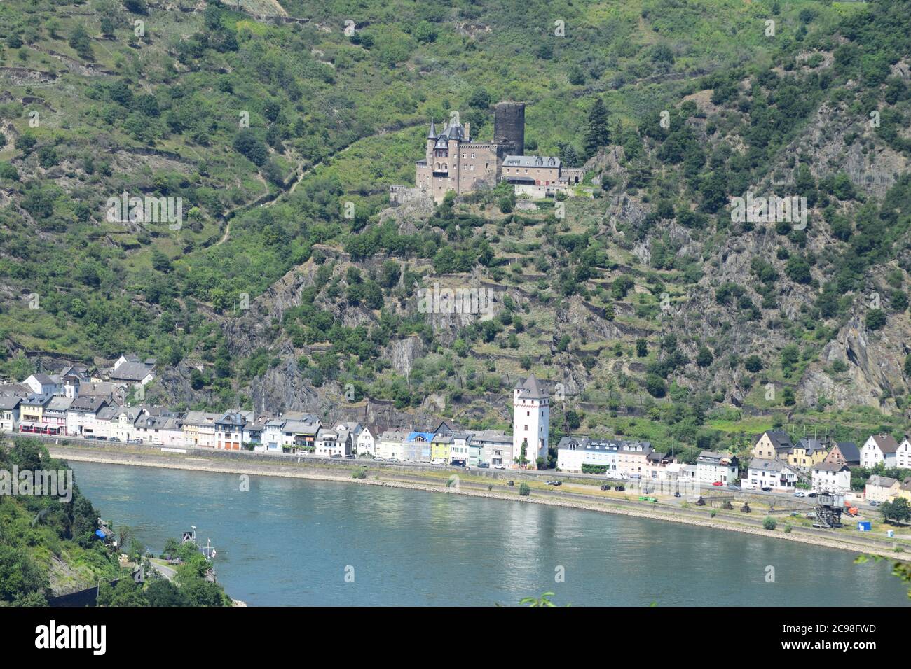 view into Rhine valley at the Loreley Stock Photo