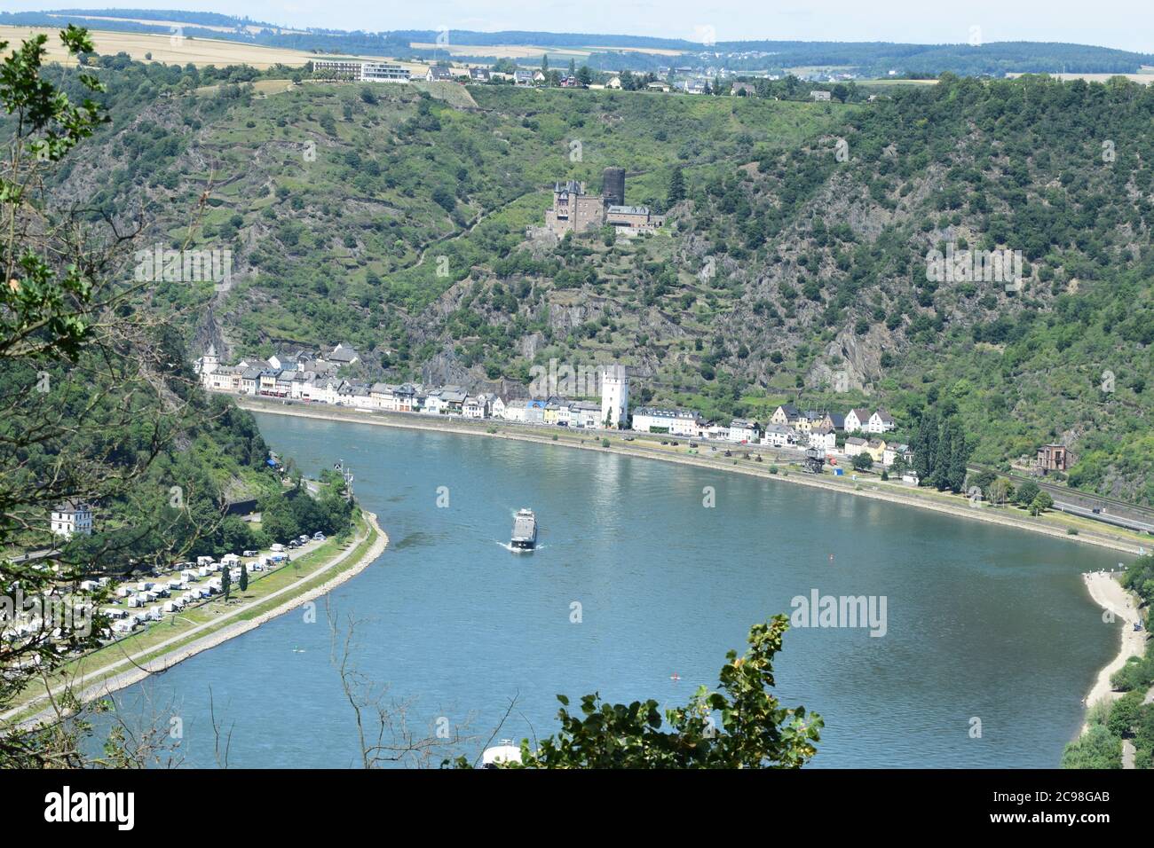 view into Rhine valley at the Loreley Stock Photo