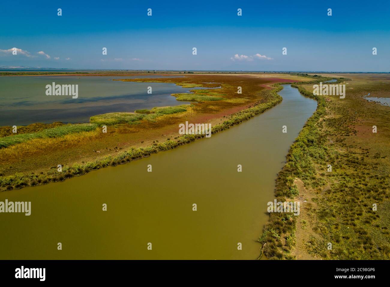 Aerial View of delta of the river Axios, in northern Greece Stock Photo ...