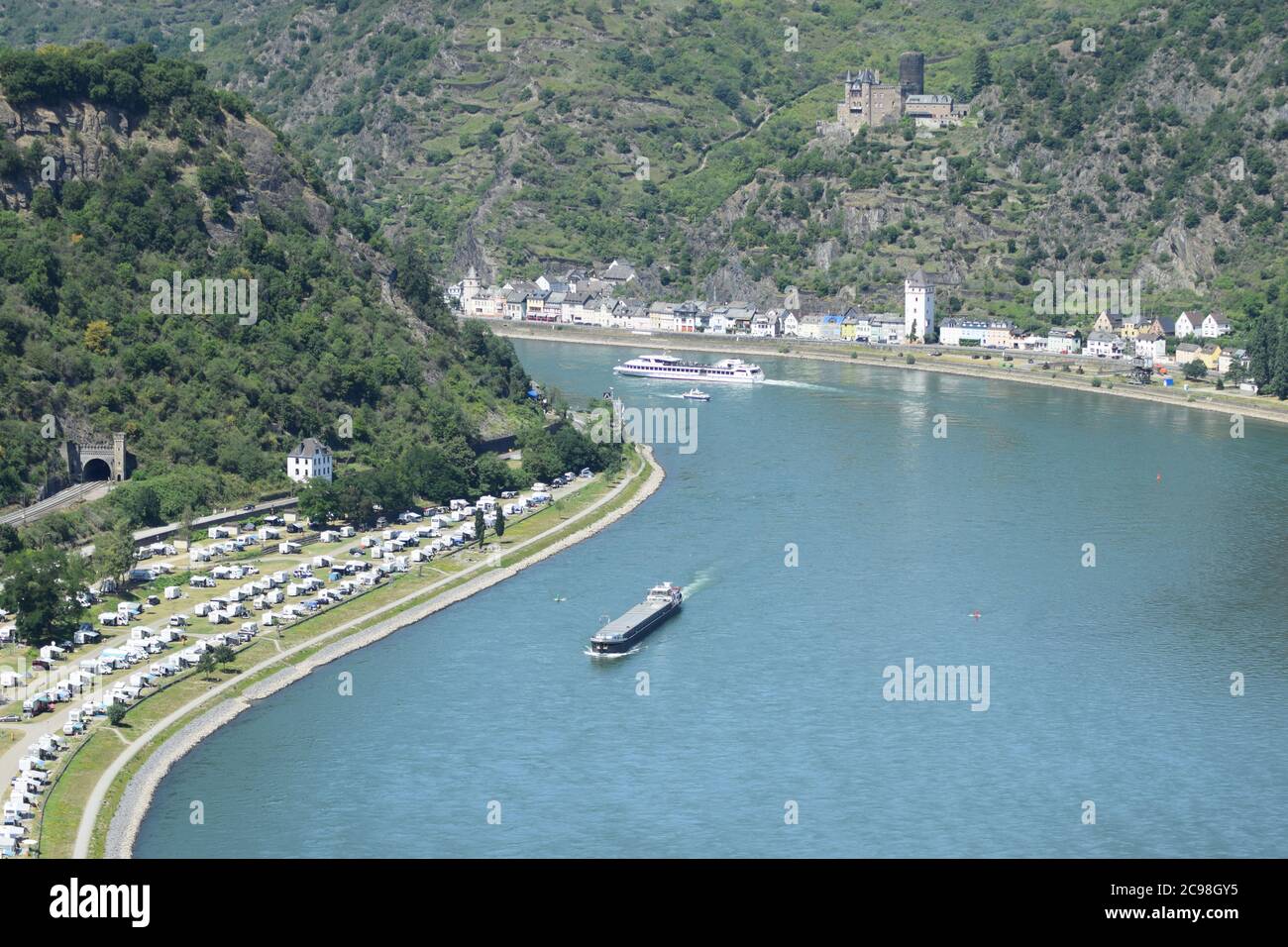 view into Rhine valley at the Loreley Stock Photo