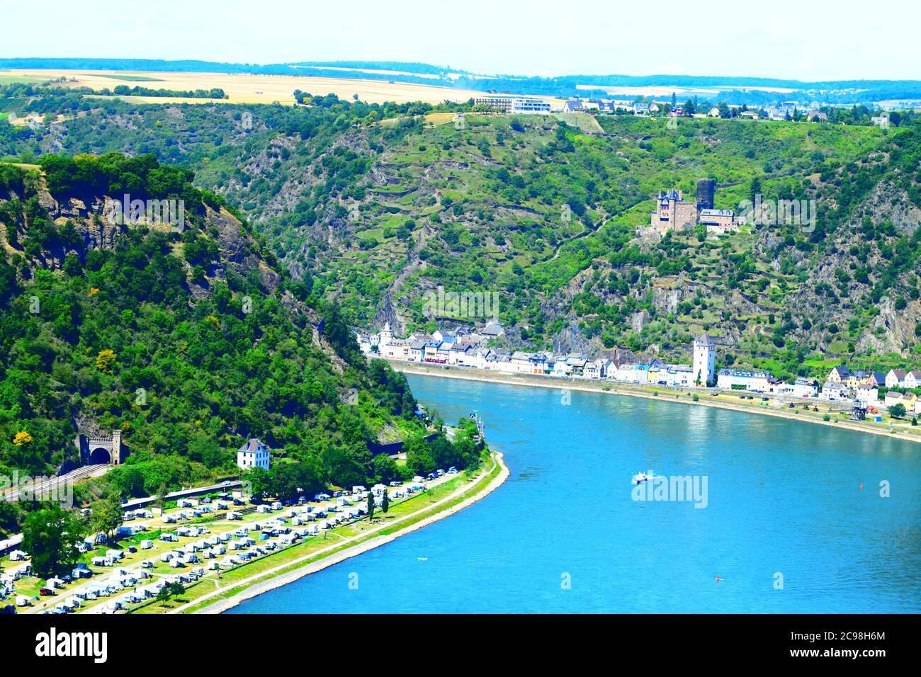 view into Rhine valley at the Loreley Stock Photo