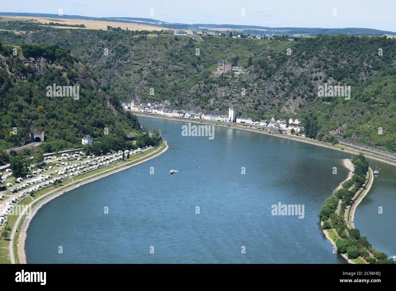 view into Rhine valley at the Loreley Stock Photo