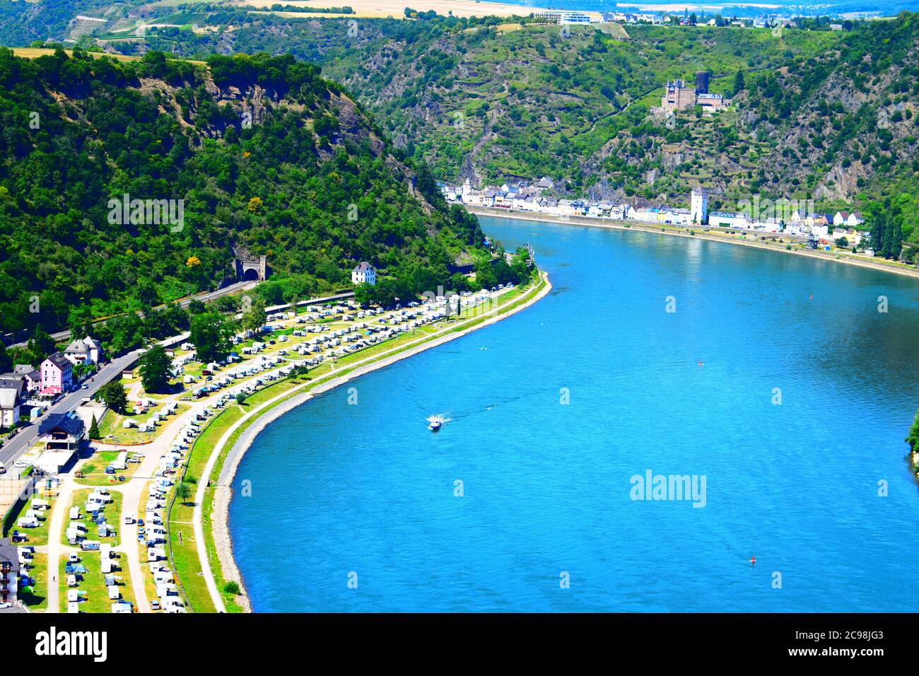 view into Rhine valley at the Loreley Stock Photo