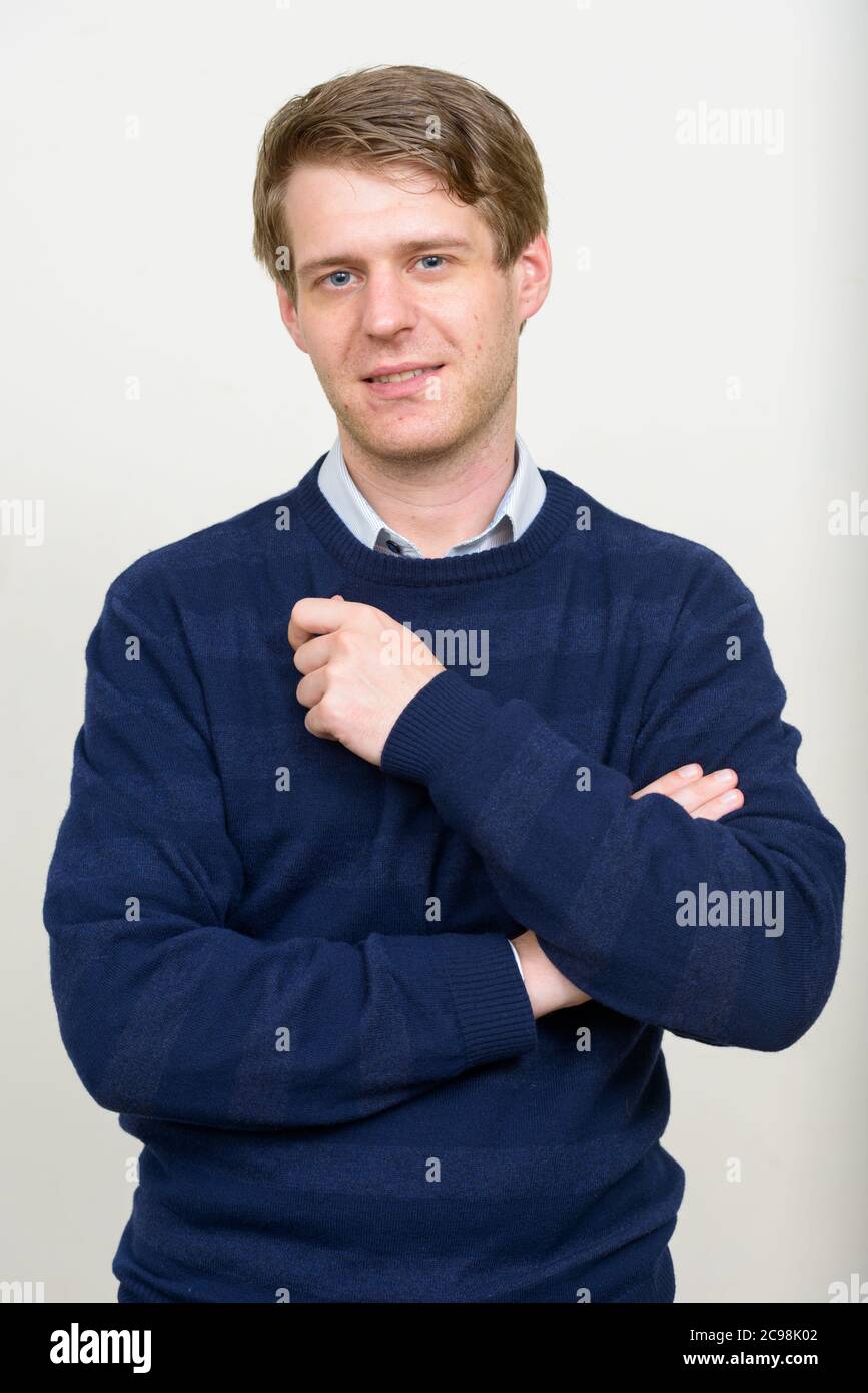 Portrait of young handsome man with blond hair Stock Photo - Alamy