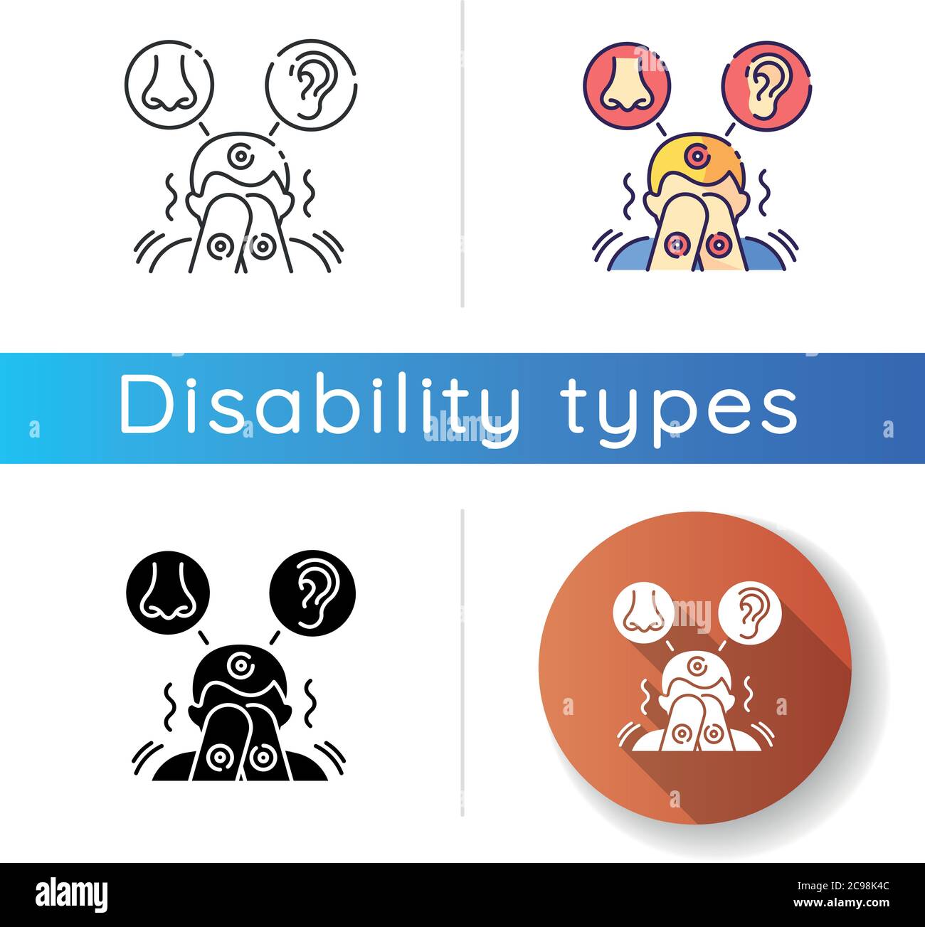 Sensory sensitivity icon. Trigger for perception. Physical response to