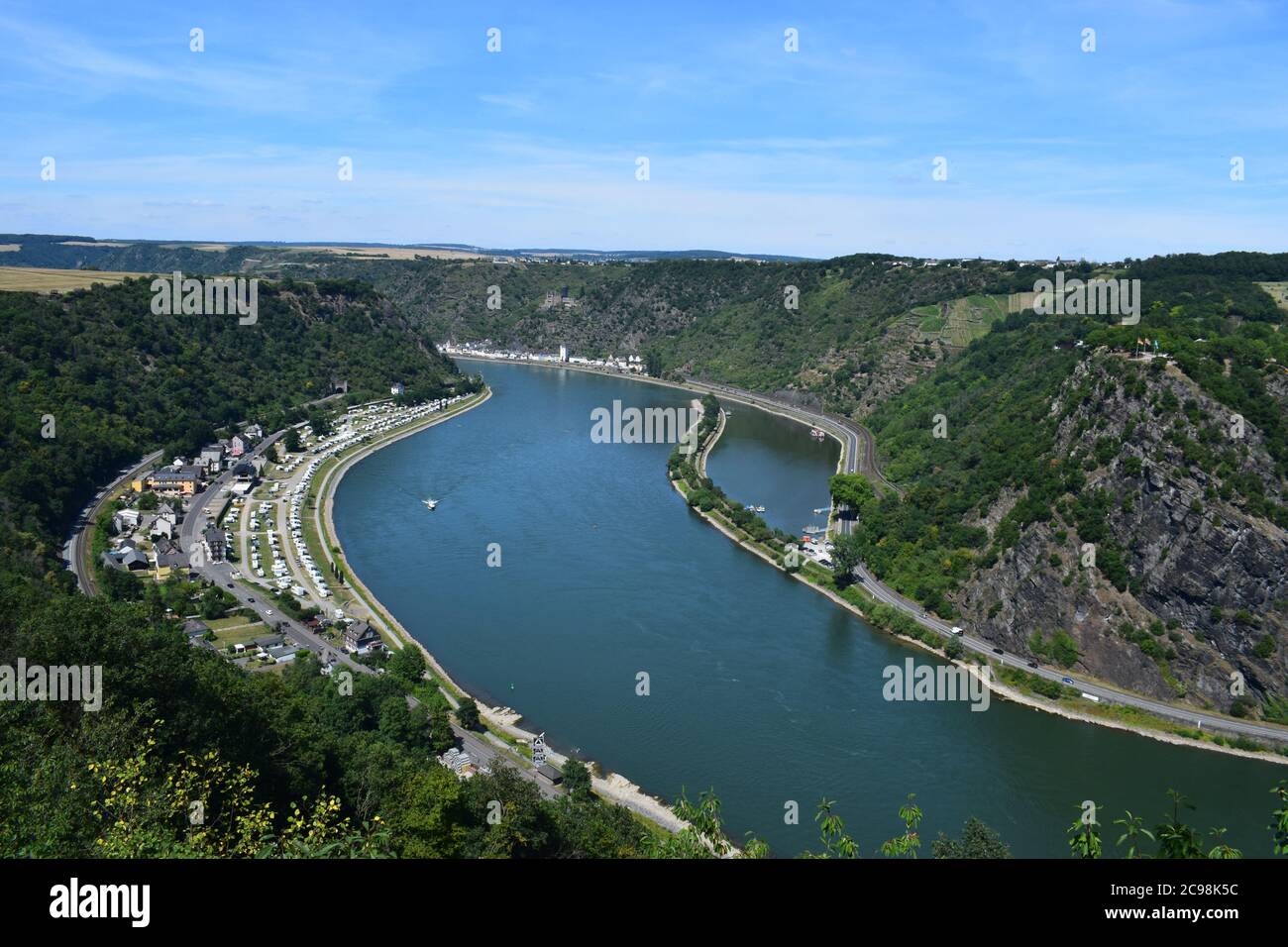 view into Rhine valley at the Loreley Stock Photo