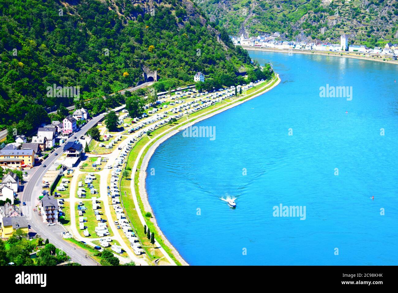 view into Rhine valley at the Loreley Stock Photo