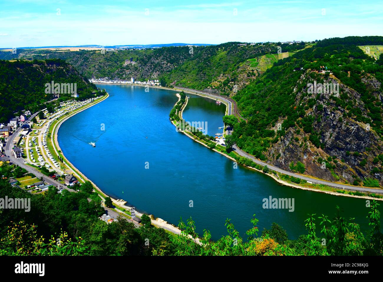 view into Rhine valley at the Loreley Stock Photo