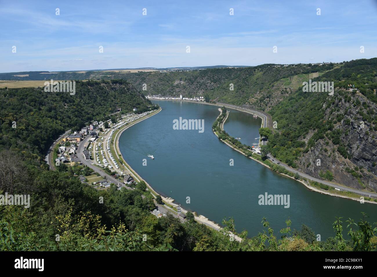 view into Rhine valley at the Loreley Stock Photo