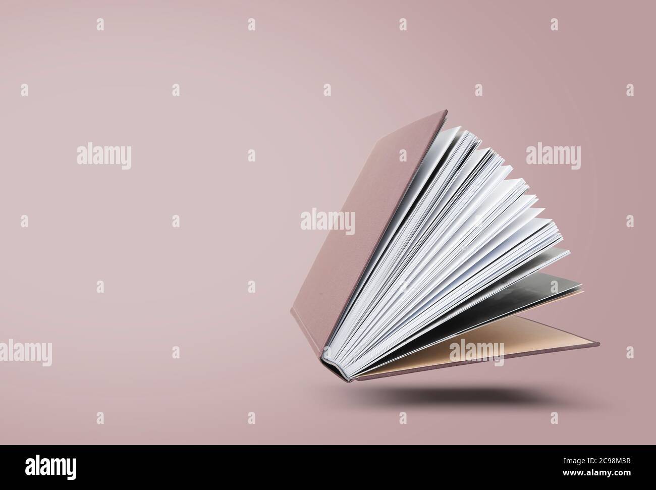 Large hardcover book with open pages Stock Photo Alamy