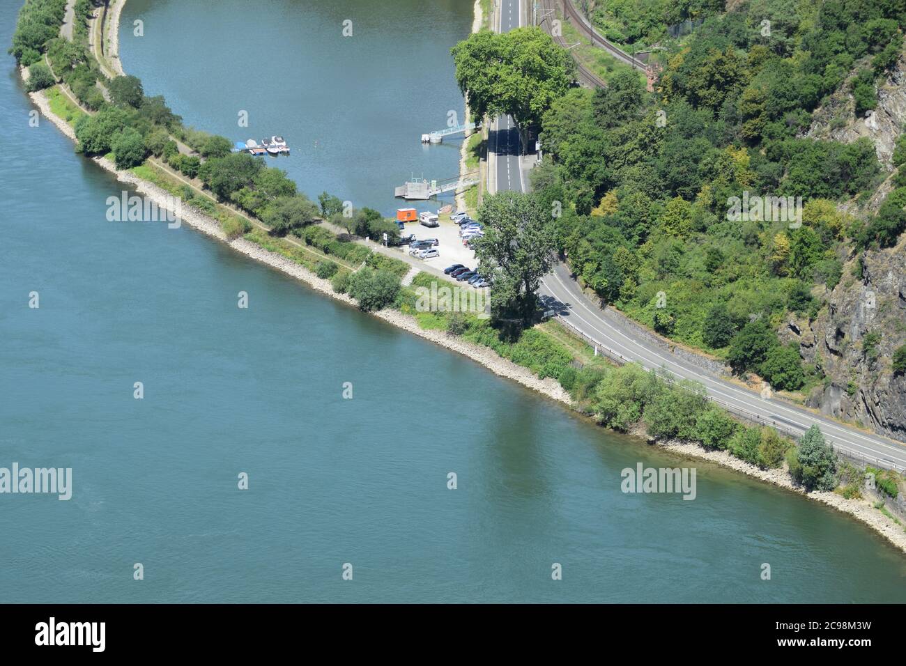 view into Rhine valley at the Loreley Stock Photo