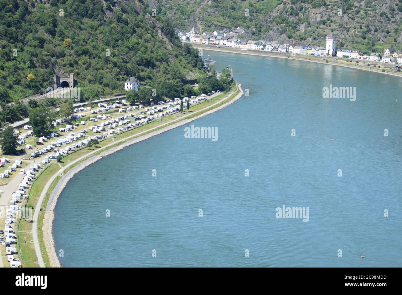 view into Rhine valley at the Loreley Stock Photo