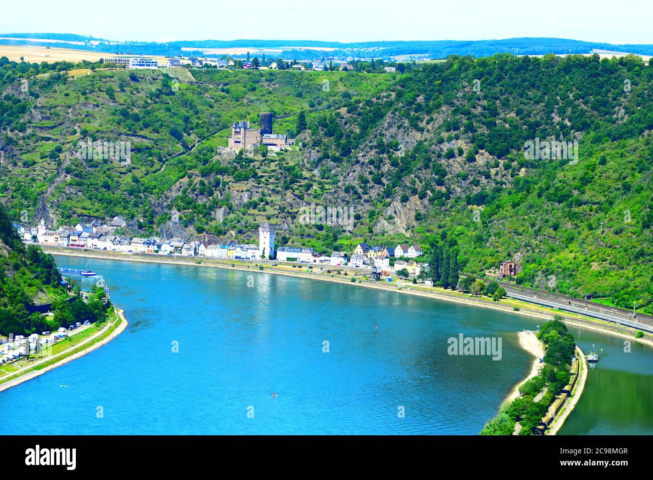 view into Rhine valley at the Loreley Stock Photo