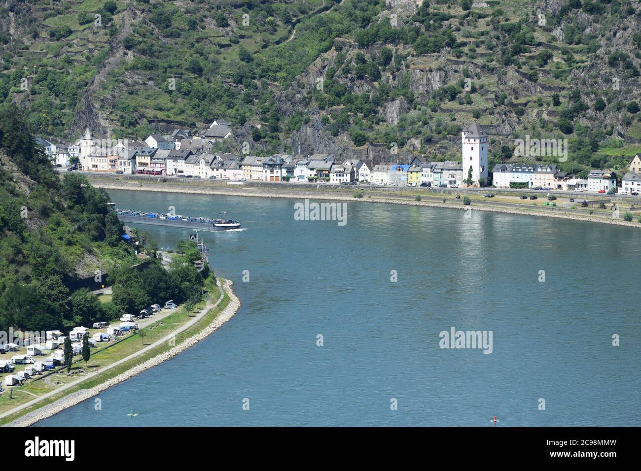 view into Rhine valley at the Loreley Stock Photo