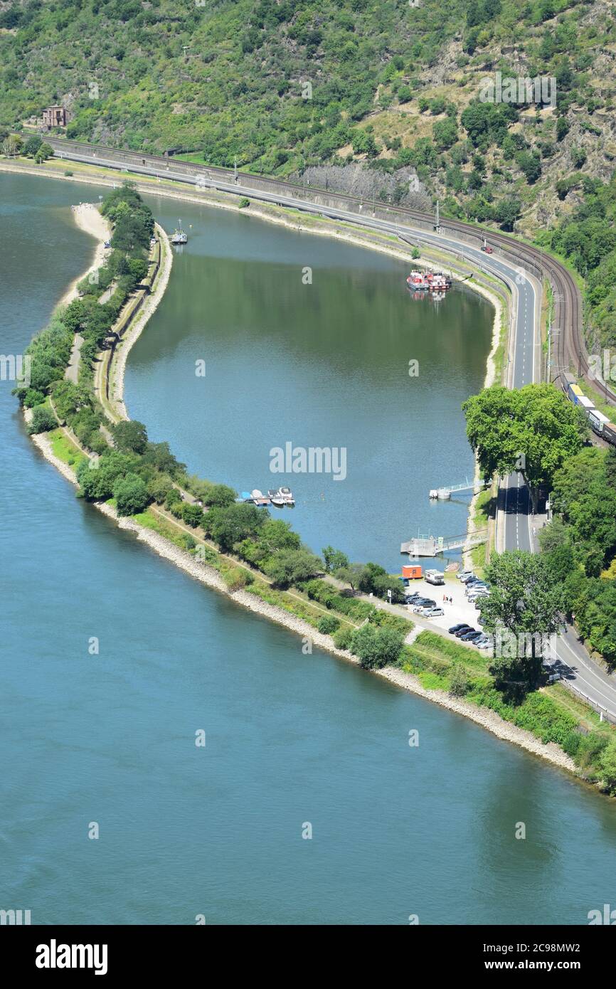 view into Rhine valley at the Loreley Stock Photo