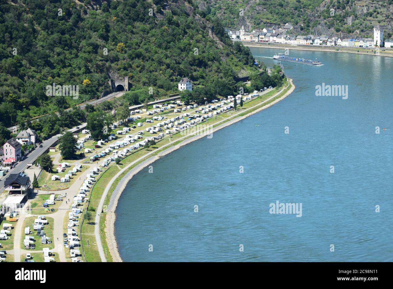 view into Rhine valley at the Loreley Stock Photo