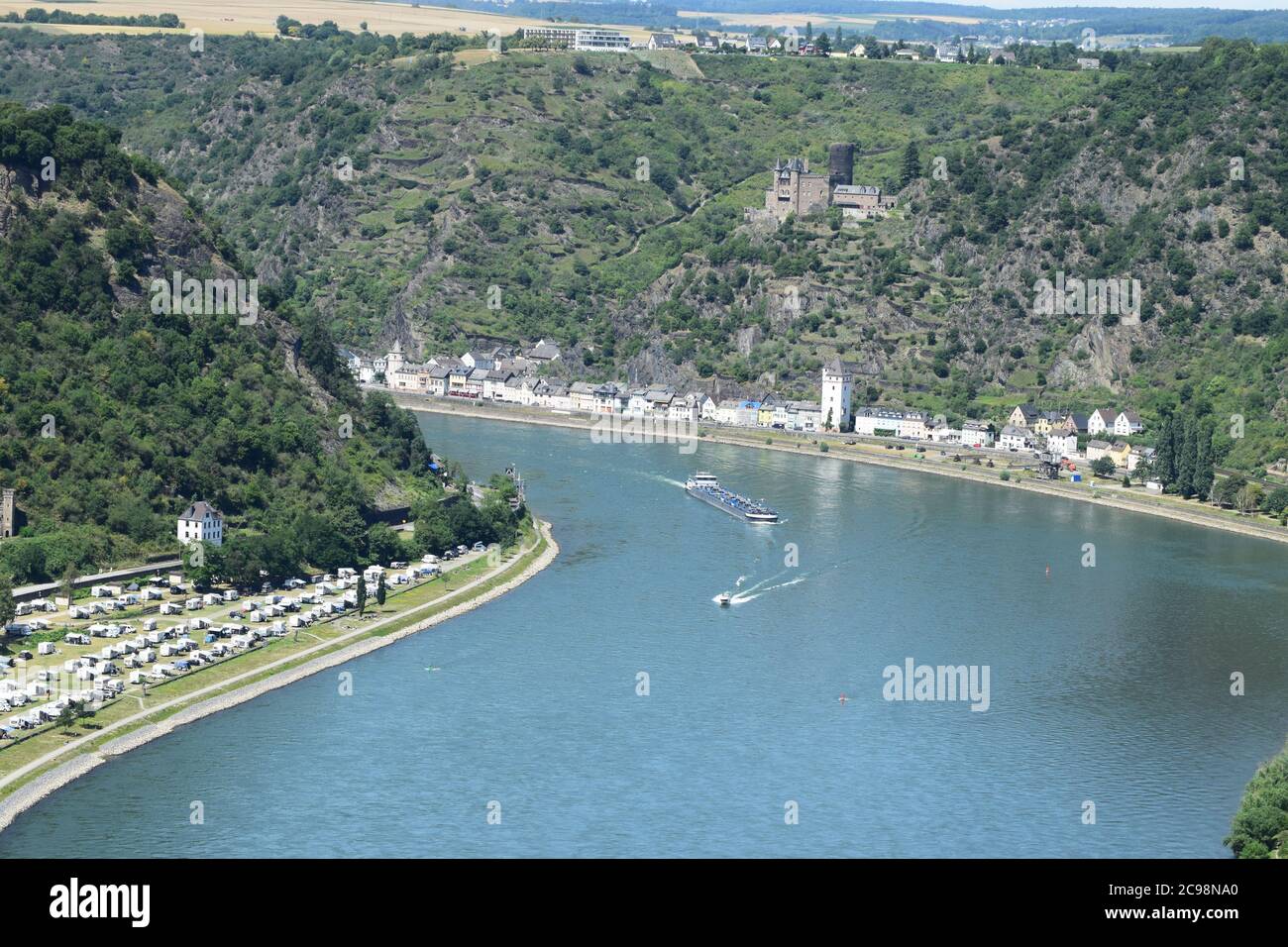 view into Rhine valley at the Loreley Stock Photo