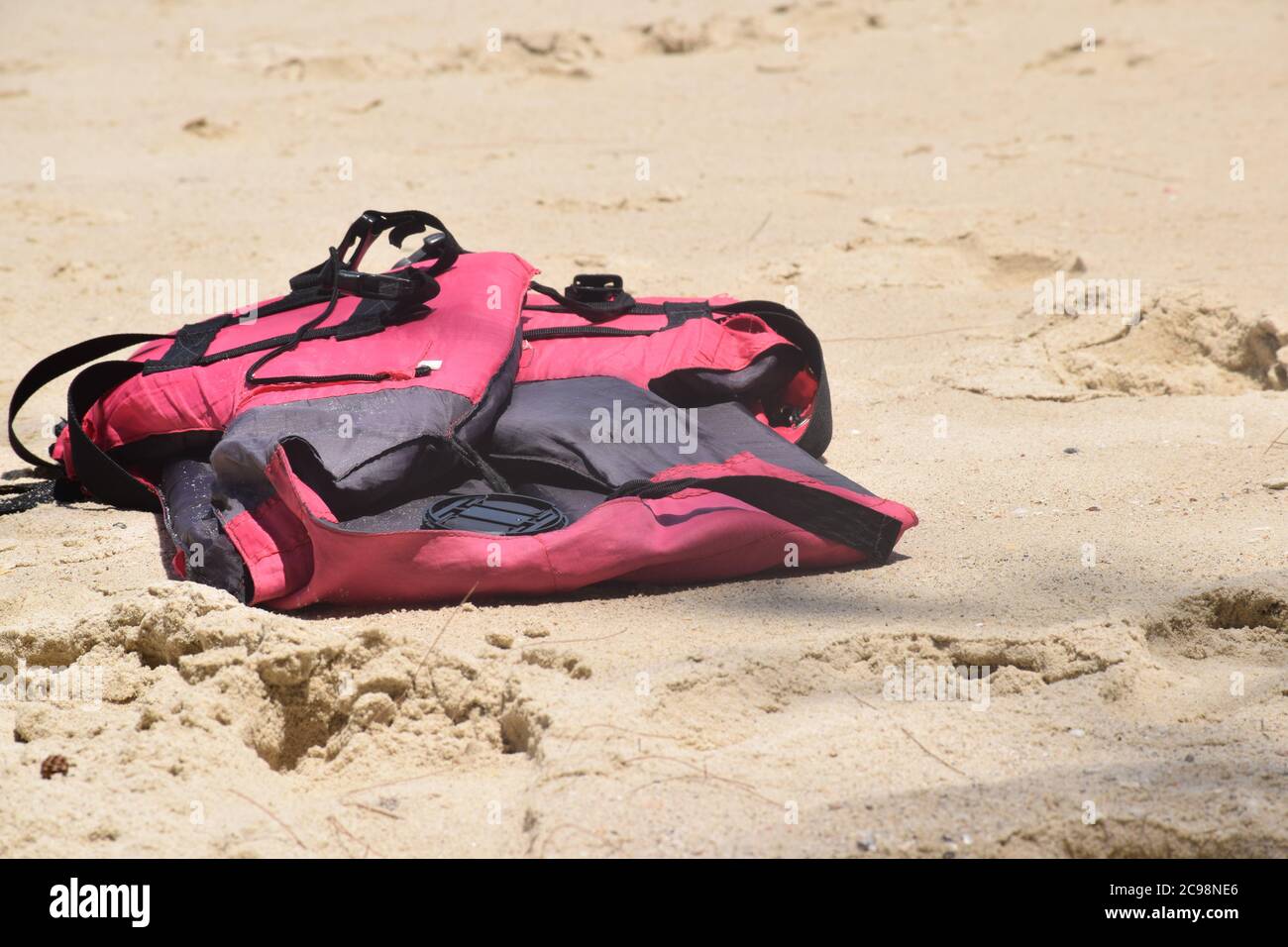 life jacket on The Beach Stock Photo