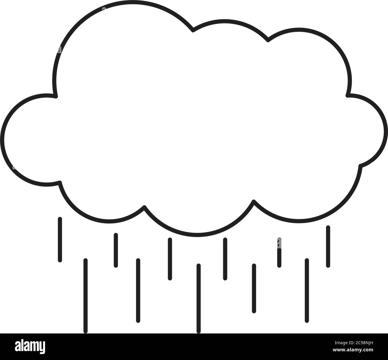 weather concept, cloud with raindrops over white background, line style ...