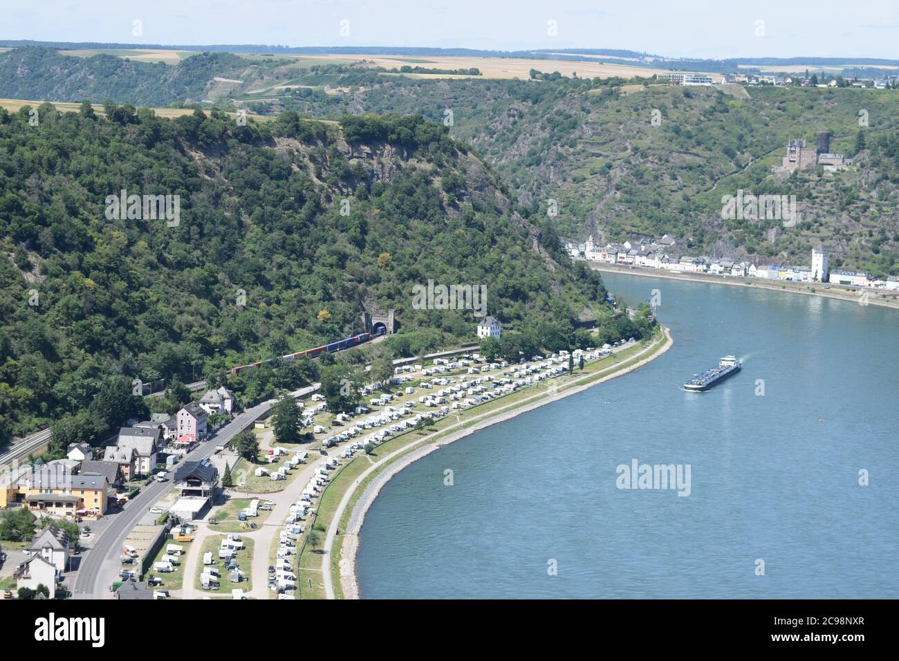 view into Rhine valley at the Loreley Stock Photo