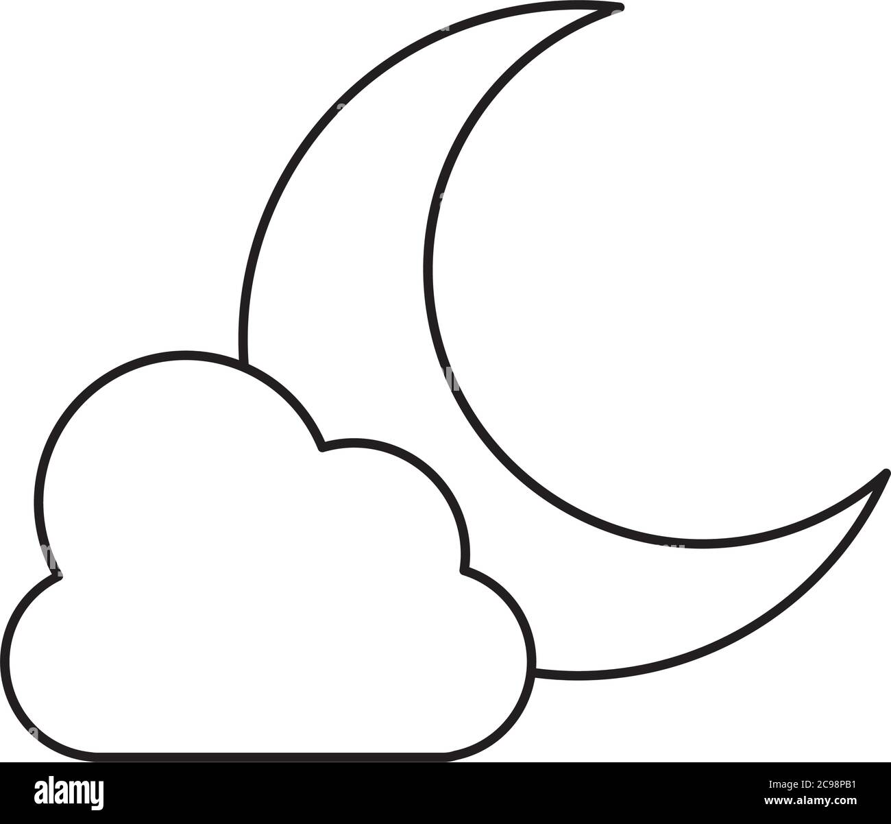 weather concept, moon and cloud icon over white background, line style ...