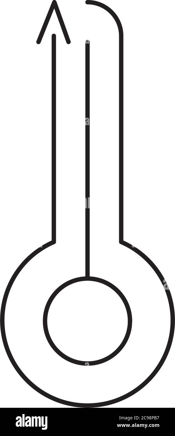 thermometer with high temperature over white background, line style ...