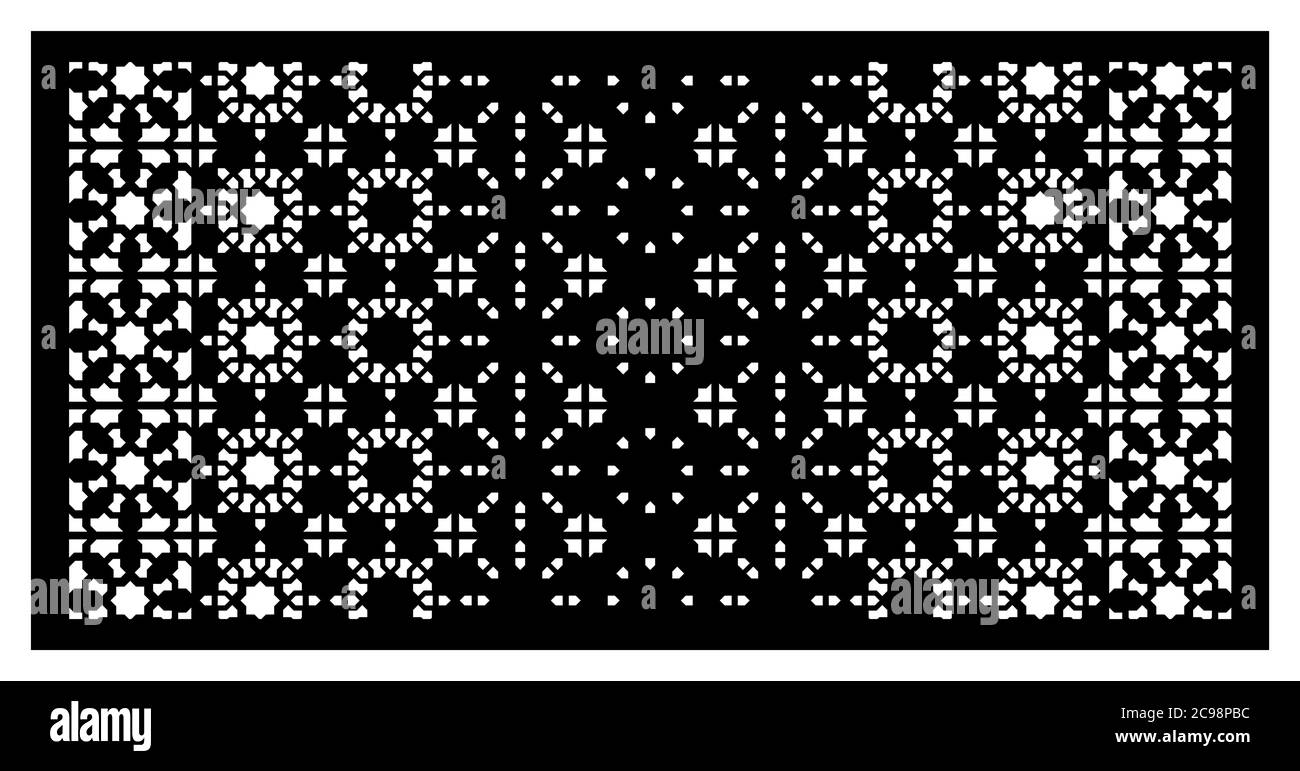 Arabesque vector panel. Laser cutting. Template for interior partition in arabic style. Arabesque cnc screen, panel Stock Vector