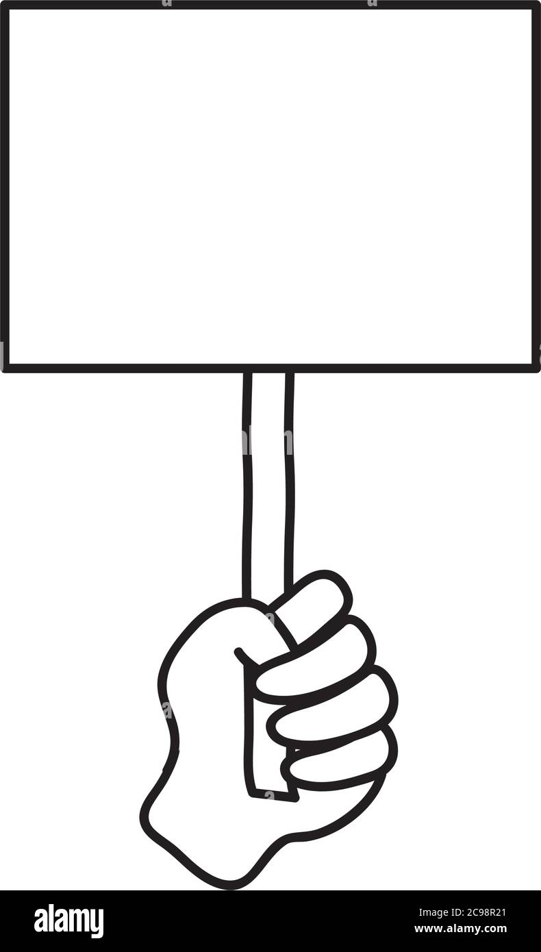 protesting concept, hand holding a blank placard icon over white  background, line style, vector illustration Stock Vector Image & Art - Alamy