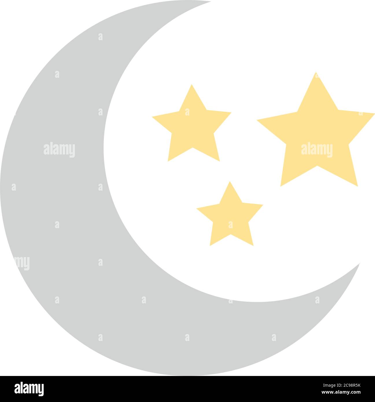 half moon and stars icon over white background, flat style, vector ...