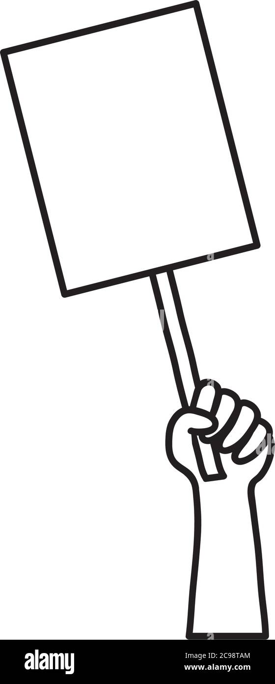 protesting concept, hand holding a blank placard icon over white  background, line style, vector illustration Stock Vector Image & Art - Alamy