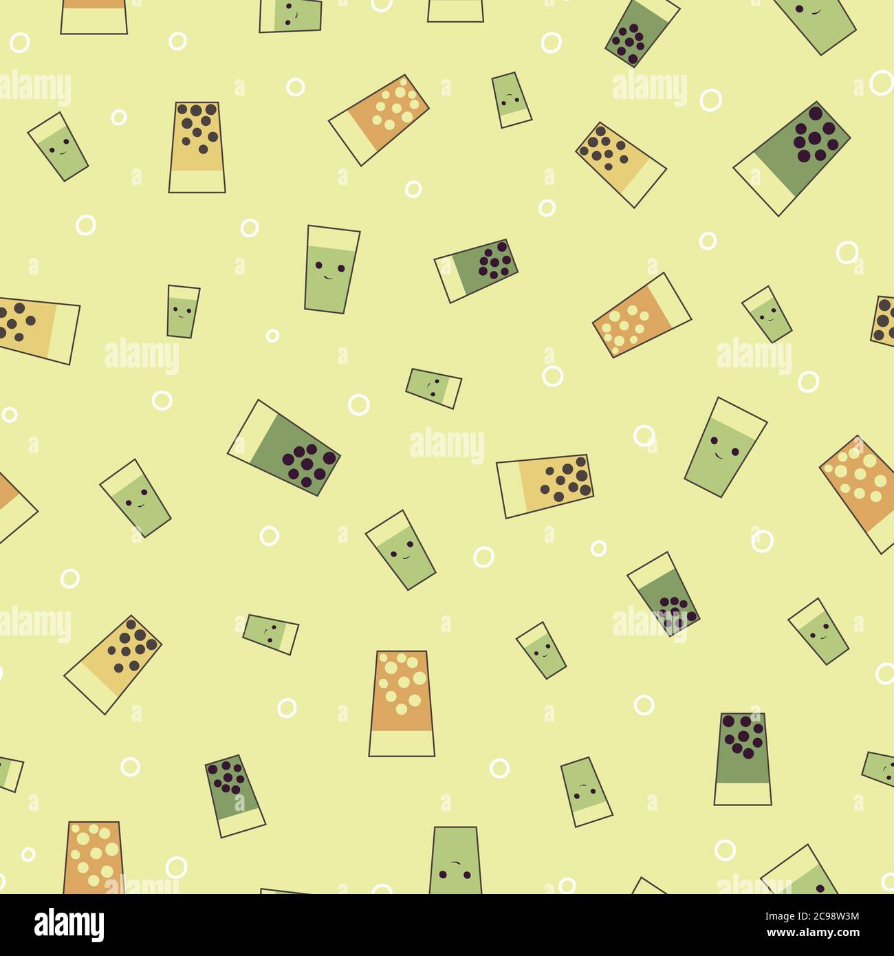 green tea with pearls seamless vector pattern Stock Vector
