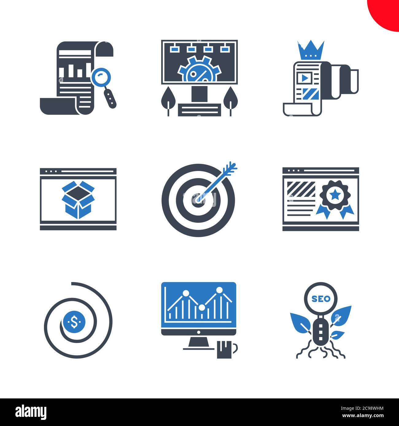 Seo and web opimization icons set Stock Vector