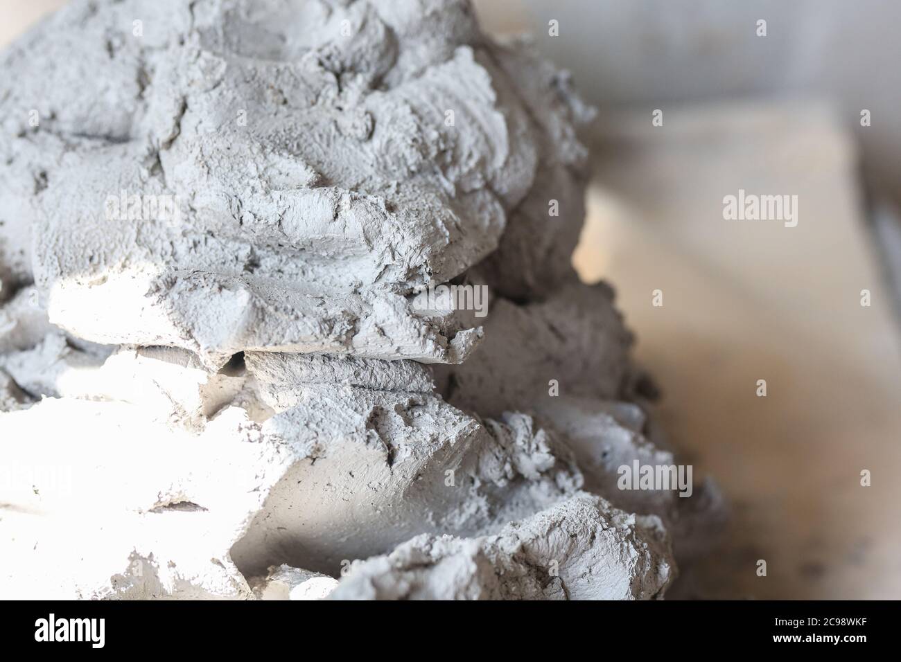 white clay moulding and pottery, close up, preparing for work Stock