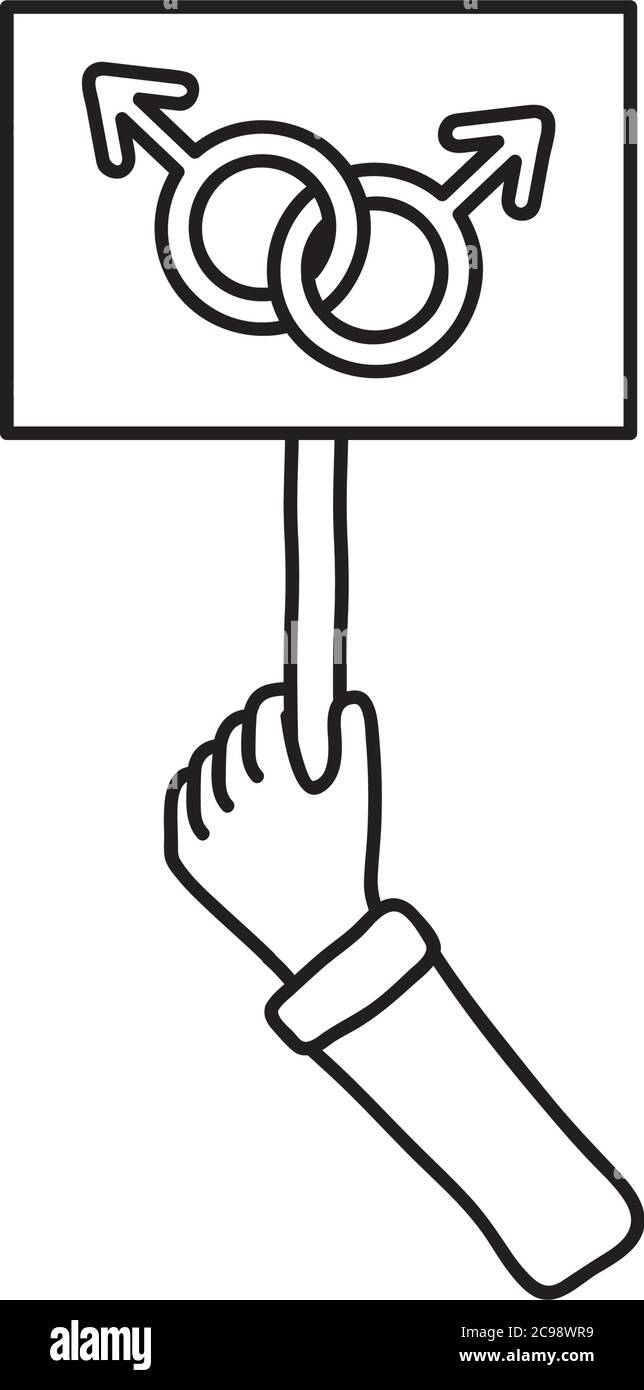 protesting concept, hand holding a blank placard icon over white  background, line style, vector illustration Stock Vector Image & Art - Alamy