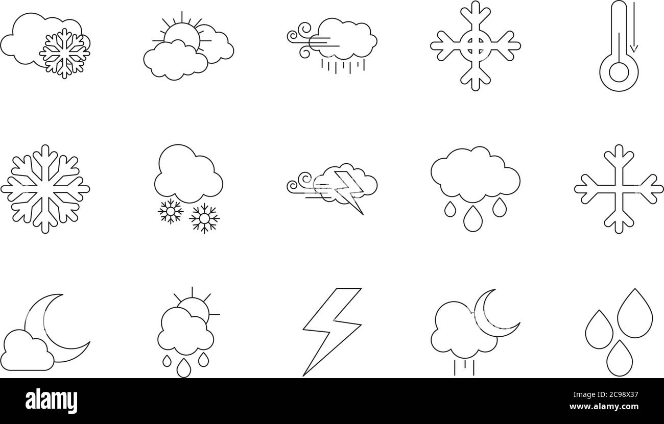 sun and weather icon set over white background, line style, vector ...