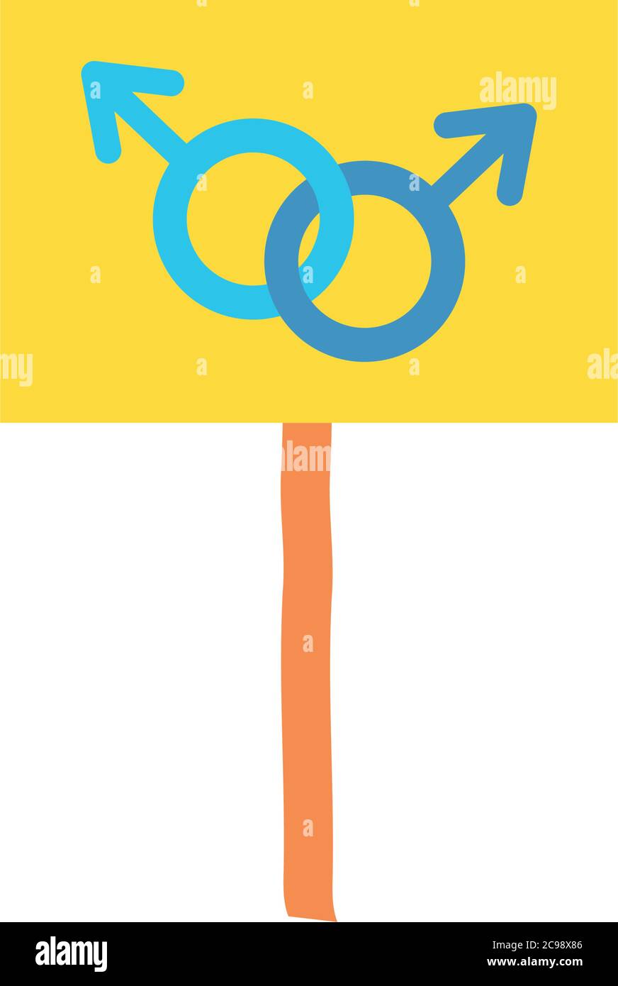 Protest Concept Placard With Male Gender Symbols Icon Over White Background Flat Style Vector Illustration Stock Vector Image Art Alamy