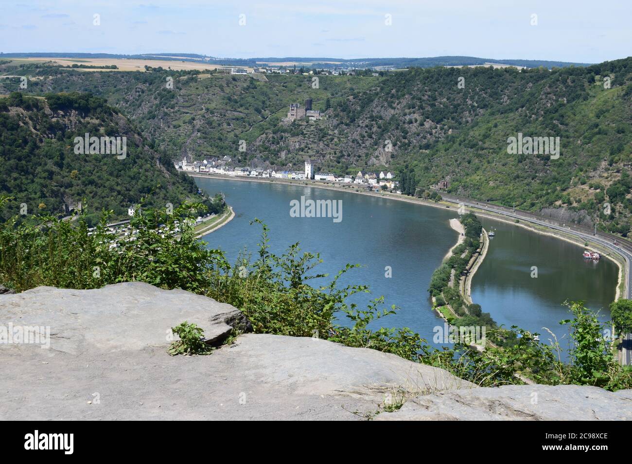 view into Rhine valley at the Loreley Stock Photo