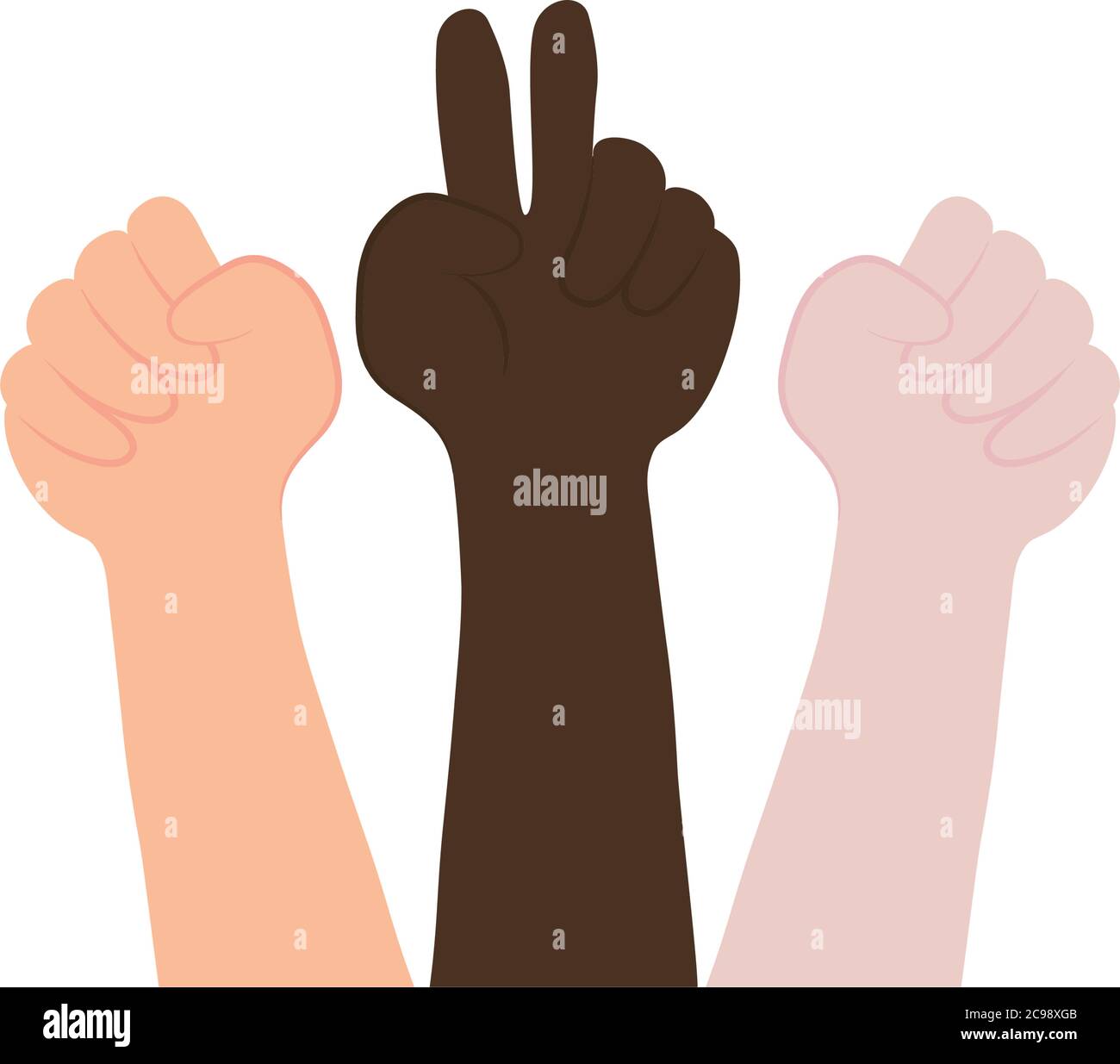 icon of hands with protesting gestures over white background, flat style, vector illustration Stock Vector