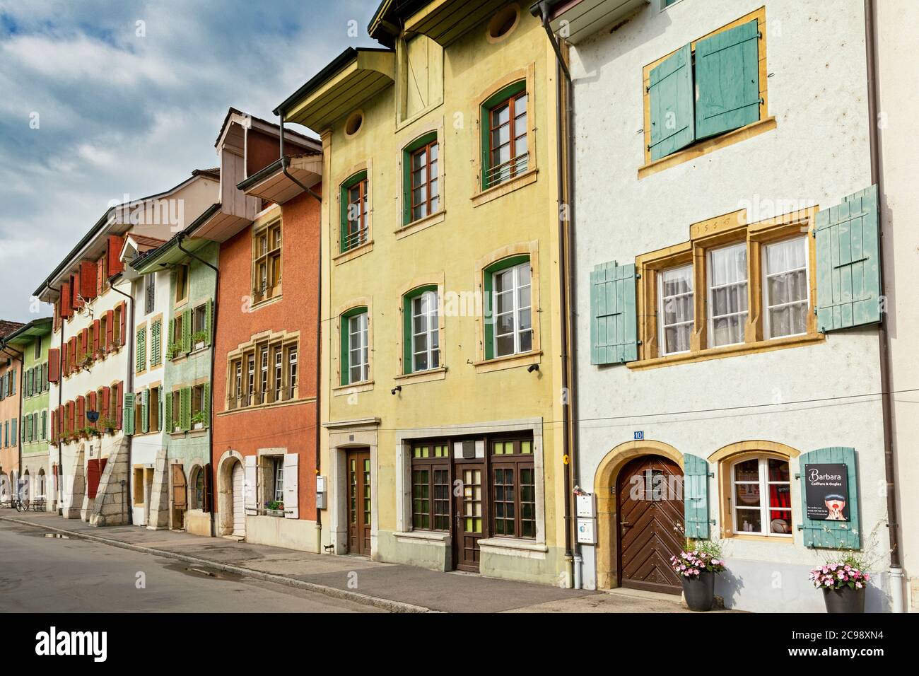 Switzerland, Neuchatel Canton, Le Landeron, historic houses Stock Photo Alamy