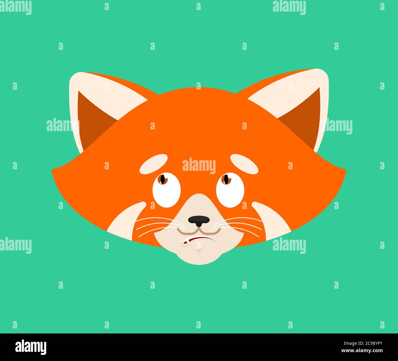 Red panda confused emoji face avatar. Wild animal is perplexed emotions. Beast surprise. Vector illustration Stock Vector