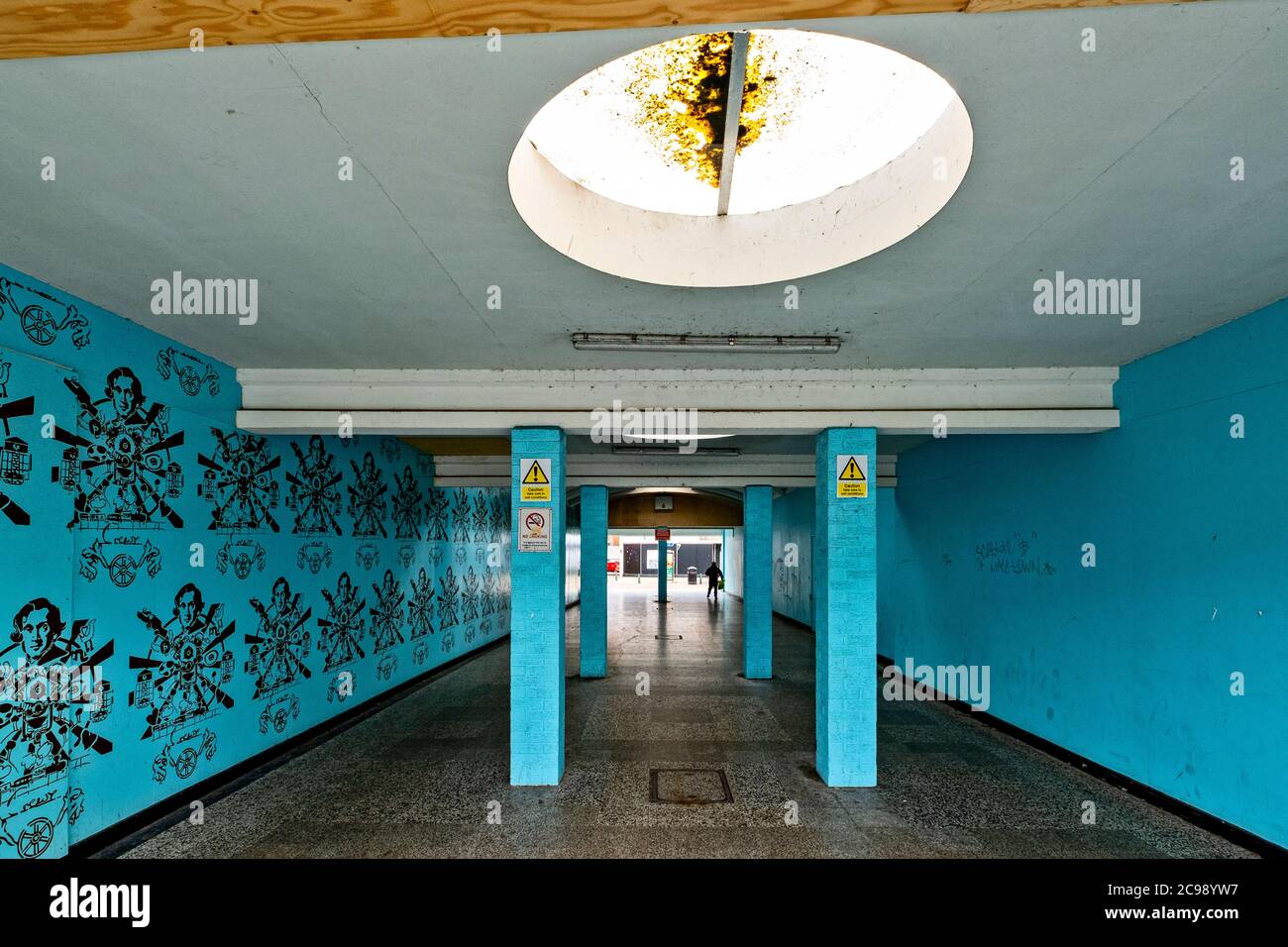 Underpass from bus station to Queensway in town centre of Crewe Cheshire UK Stock Photo