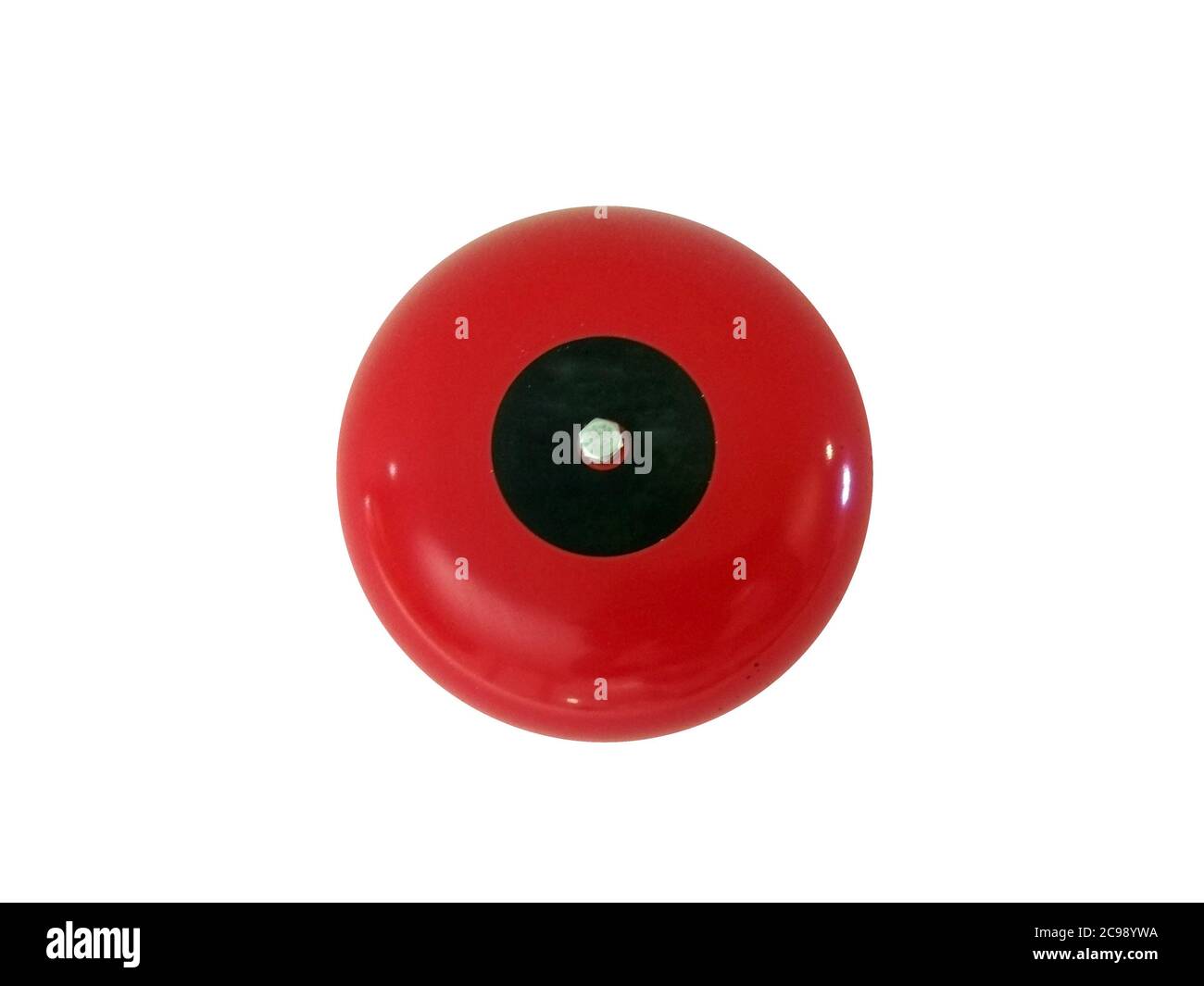 Red Alarm Bell isolated on white background with clipping path Stock Photo