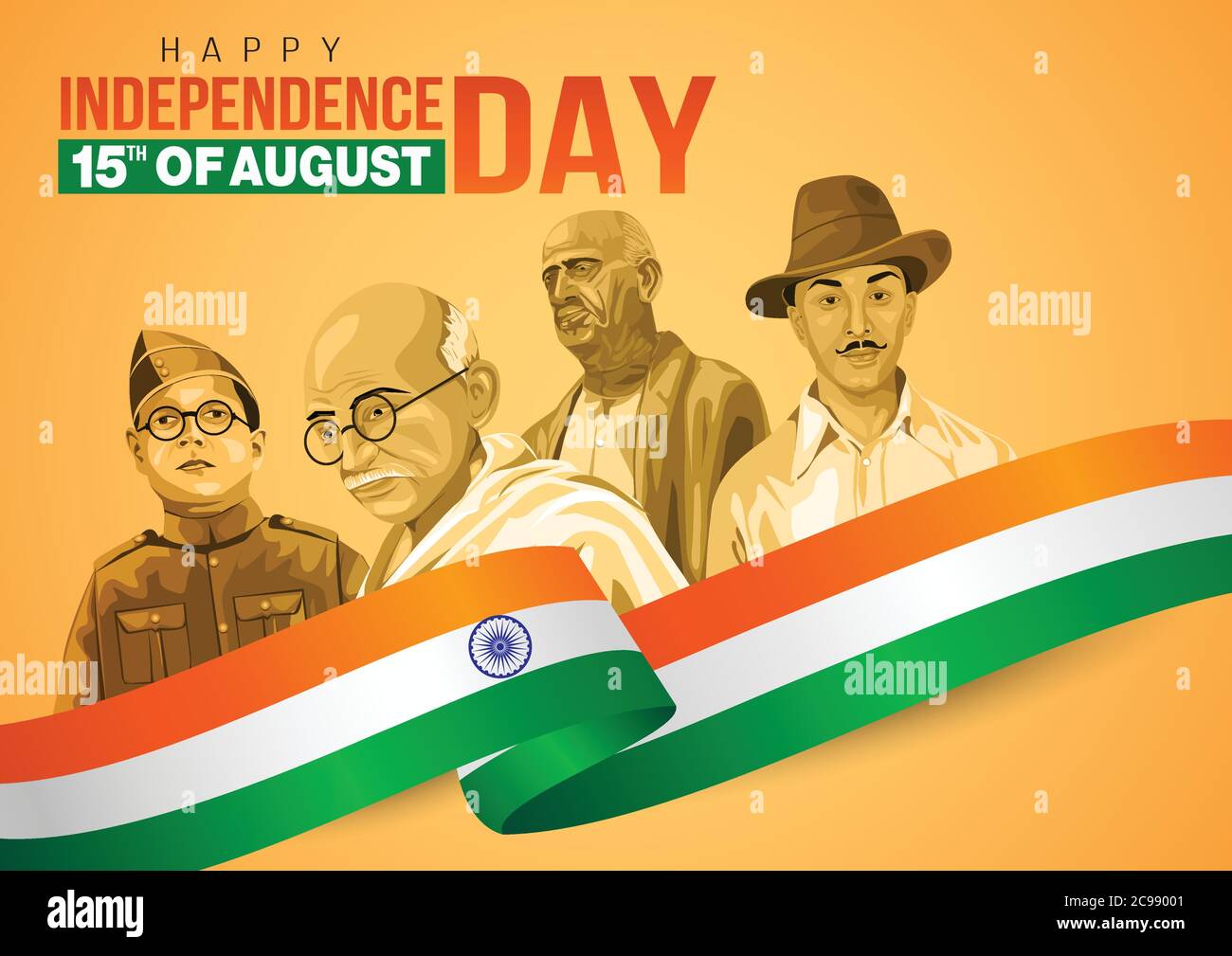 happy Independence day 15th august Happy independence day of India Stock Vector